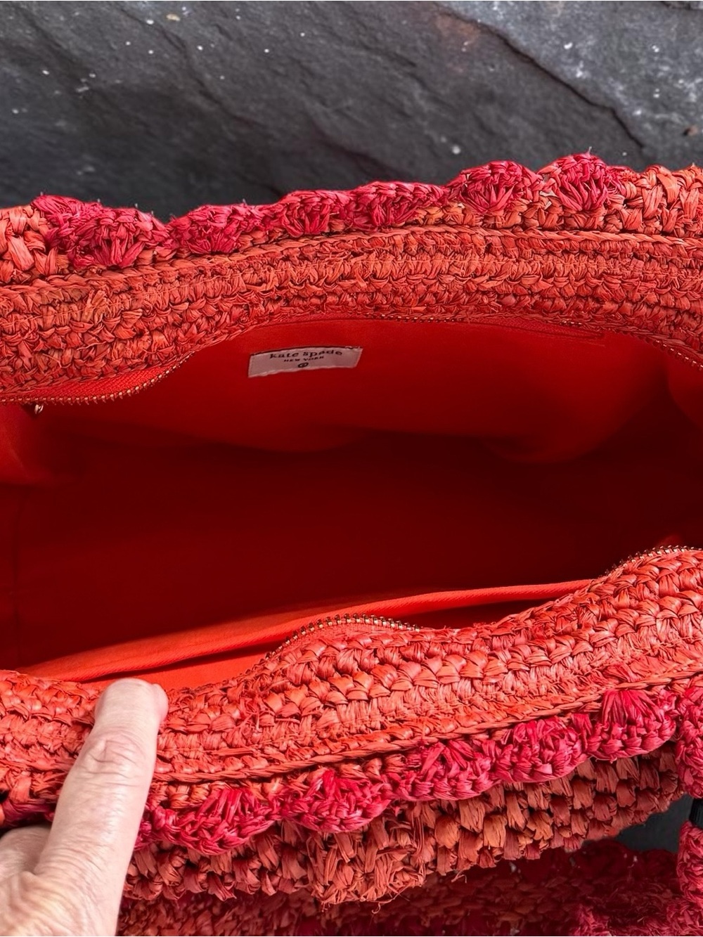 Kate Spade x Target Raffia Orange/Red Tote Bag NWT - Picture 5 of 6